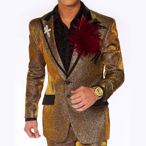 Men’s Angelino GoldBlack Casual PromTuxedoBlazer